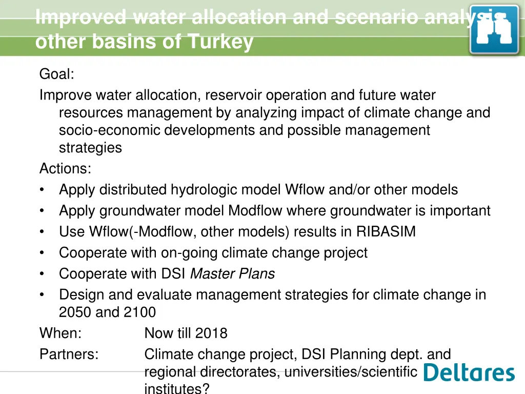 improved water allocation and scenario analysis