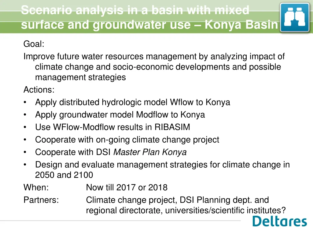 scenario analysis in a basin with mixed surface