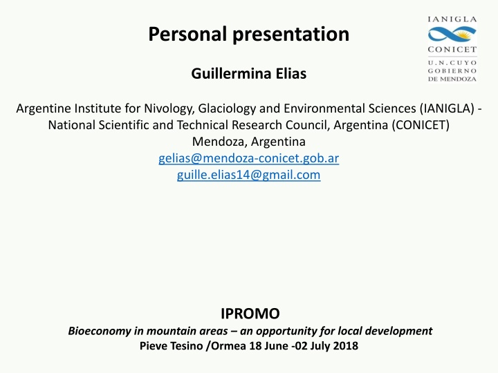 personal presentation