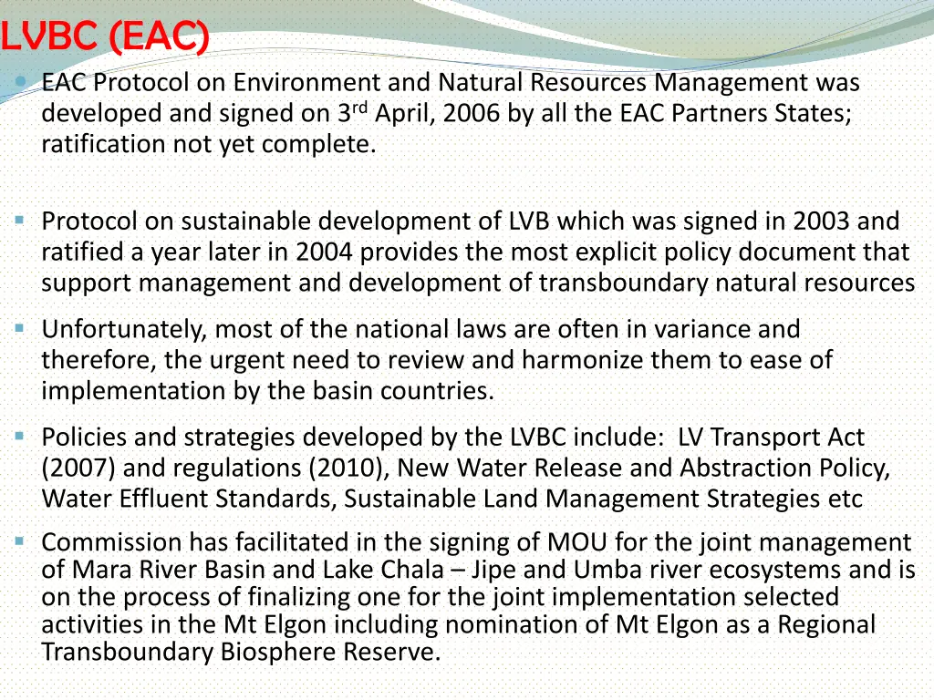 lvbc eac eac protocol on environment and natural