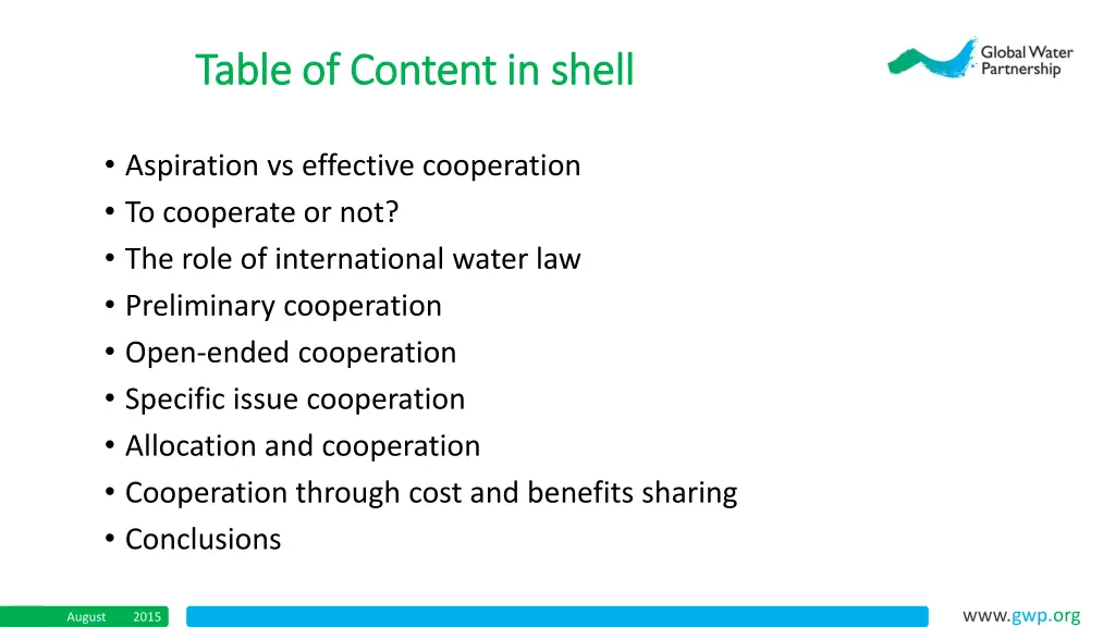 table of content in shell table of content