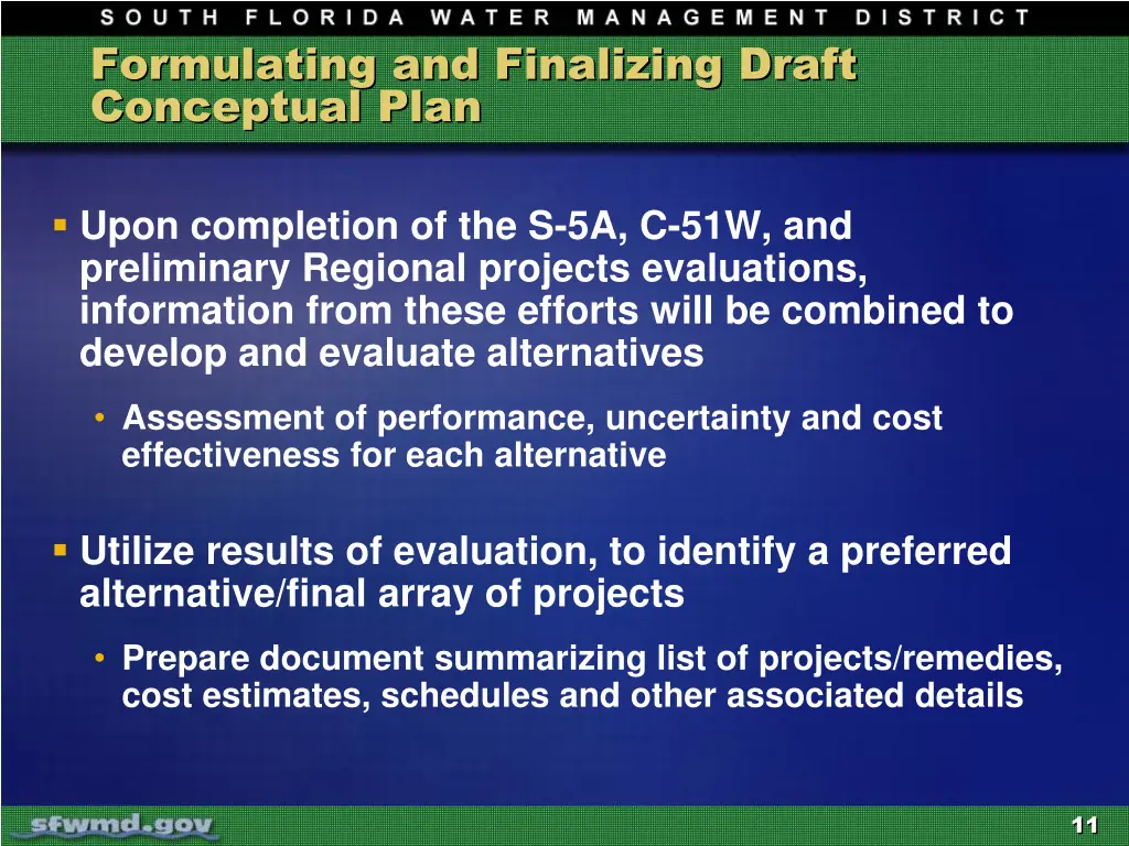 formulating and finalizing draft conceptual plan