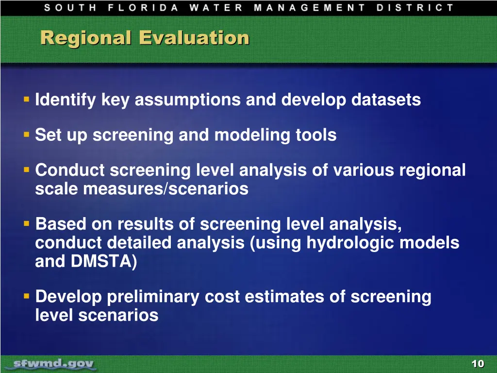 regional evaluation