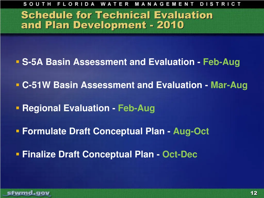 schedule for technical evaluation and plan