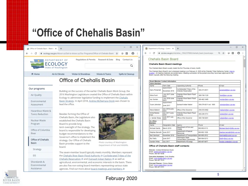 office of chehalis basin