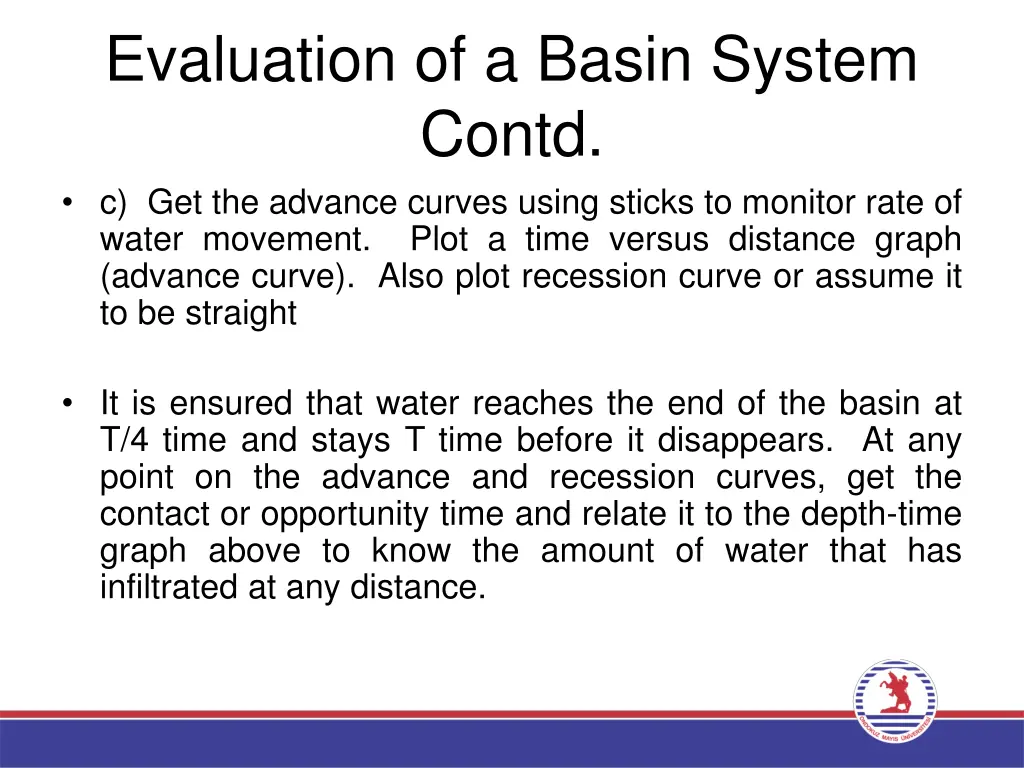 evaluation of a basin system contd