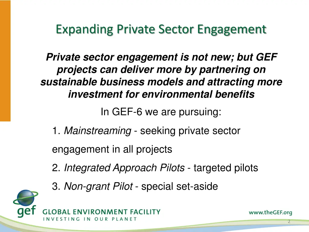 expanding private sector engagement