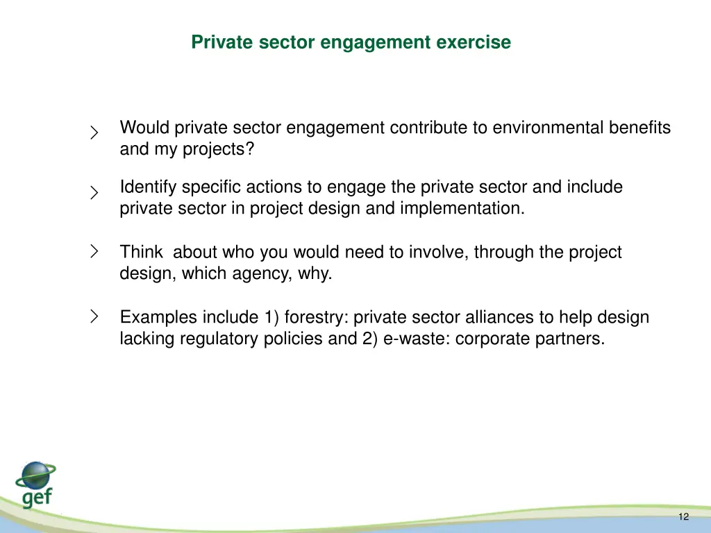 private sector engagement exercise