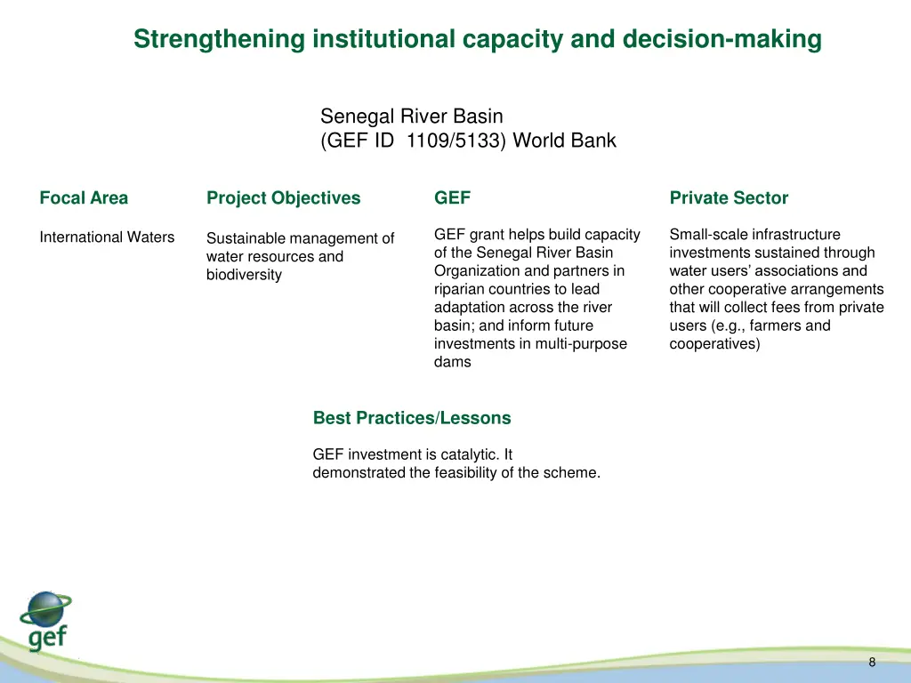 strengthening institutional capacity and decision