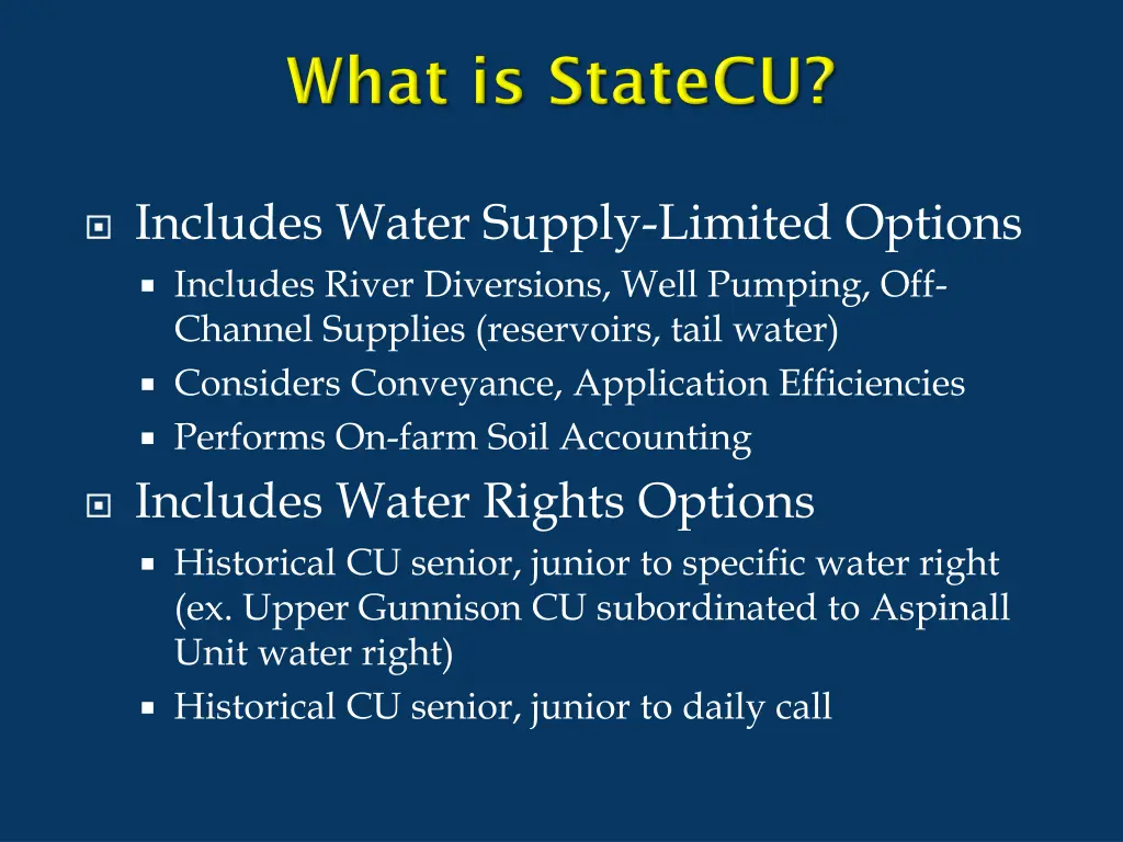 includes water supply limited options includes