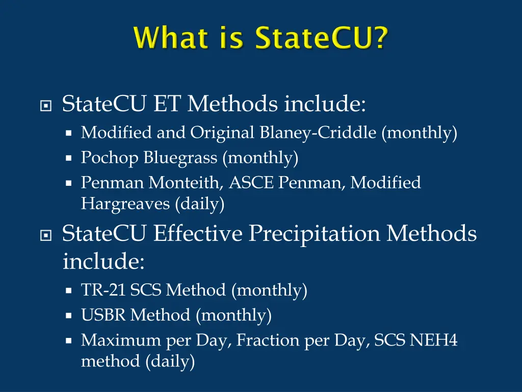 statecu et methods include modified and original