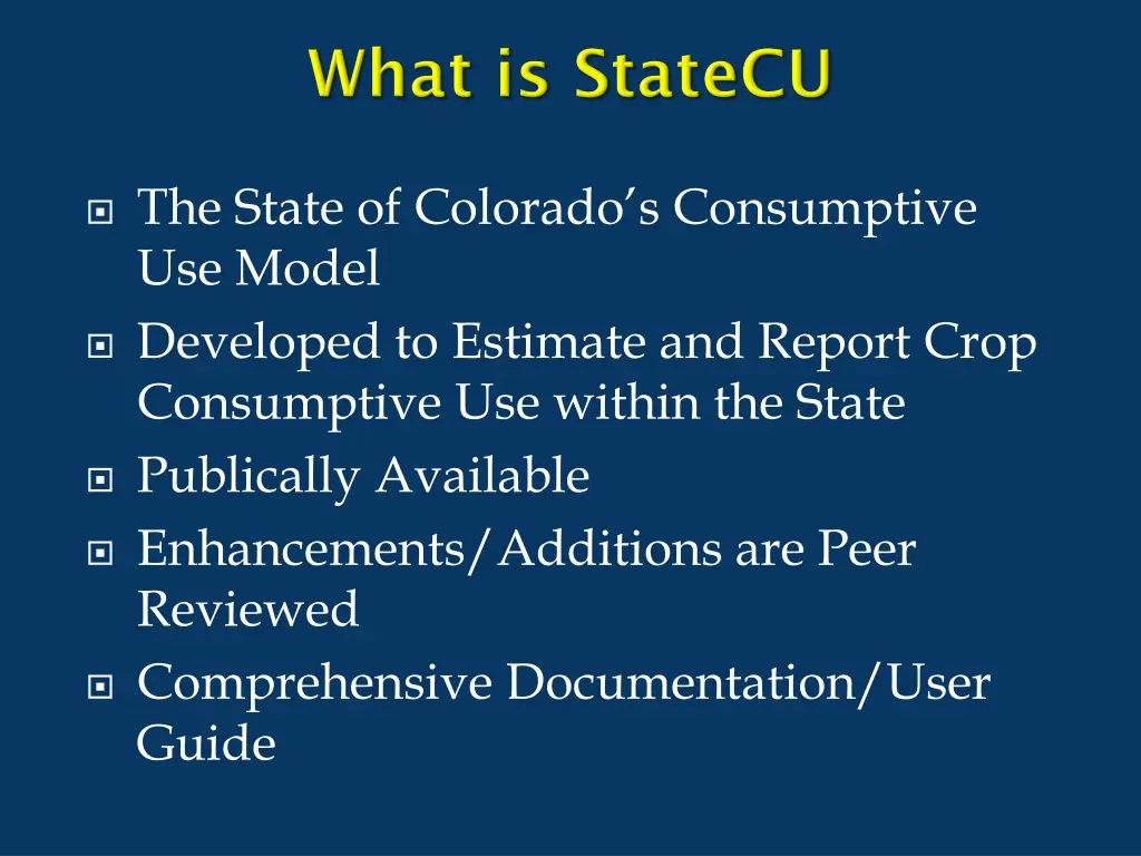 the state of colorado s consumptive use model