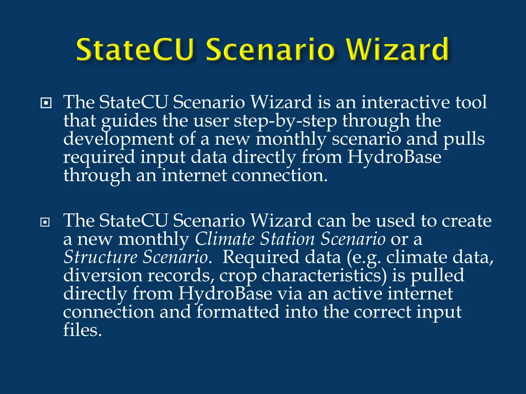 the statecu scenario wizard is an interactive