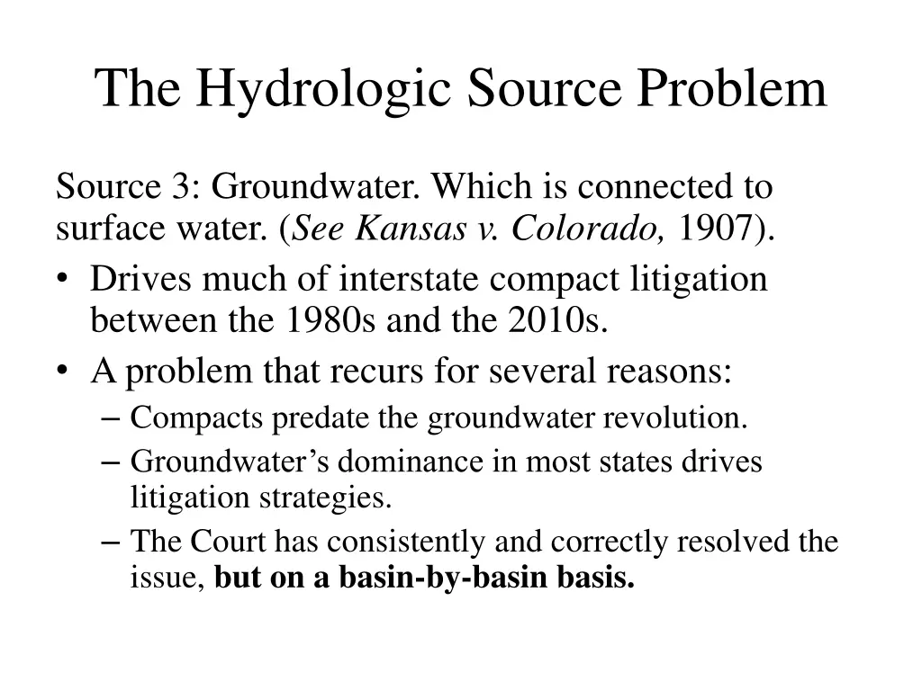 the hydrologic source problem