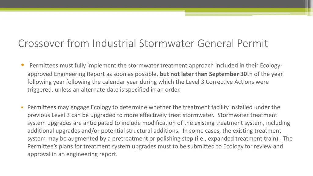 crossover from industrial stormwater general