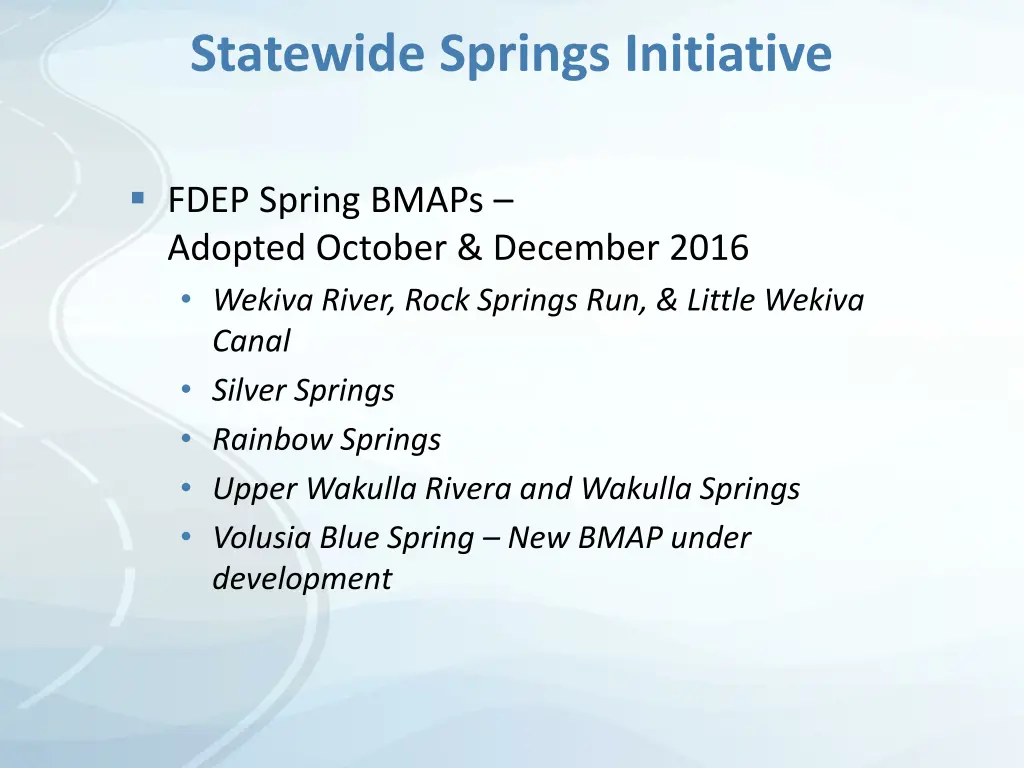 statewide springs initiative