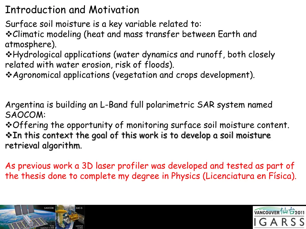 introduction and motivation surface soil moisture