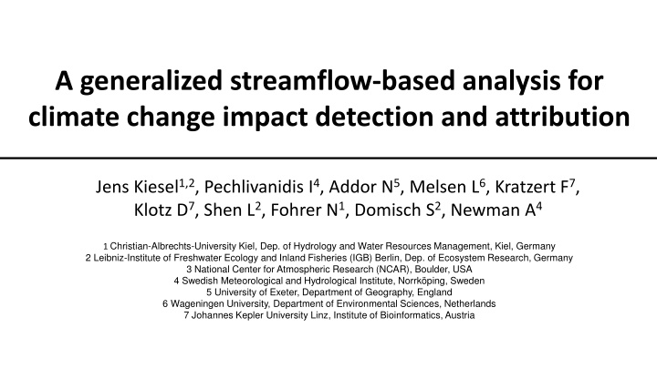 a generalized streamflow based analysis