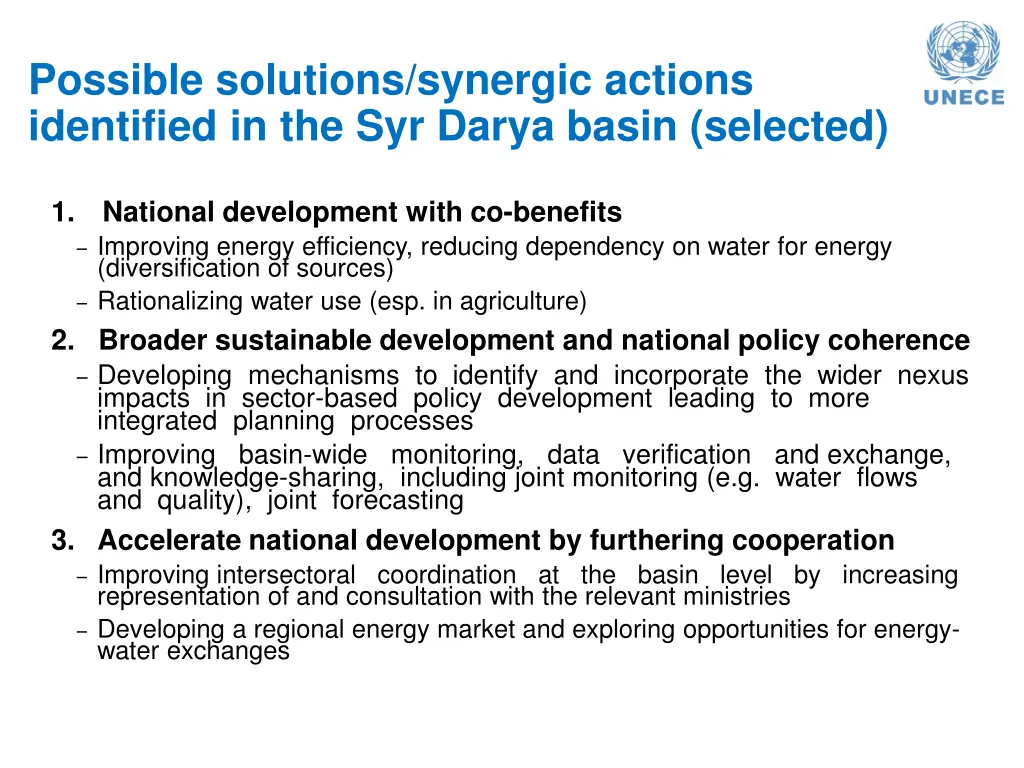 possible solutions synergic actions identified