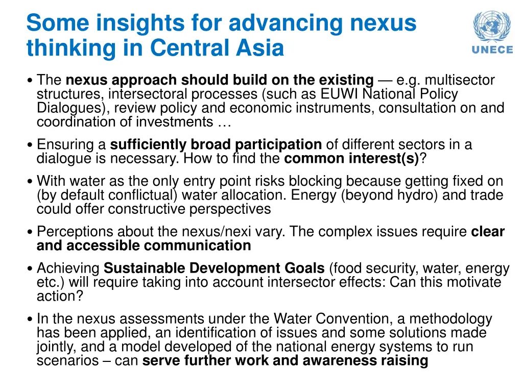 some insights for advancing nexus thinking