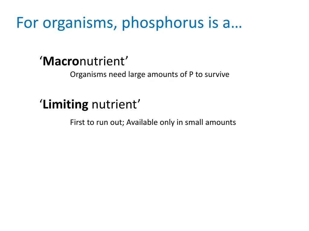 for organisms phosphorus is a