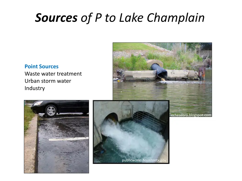 sources of p to lake champlain