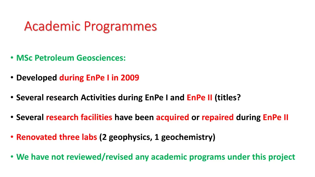 academic programmes