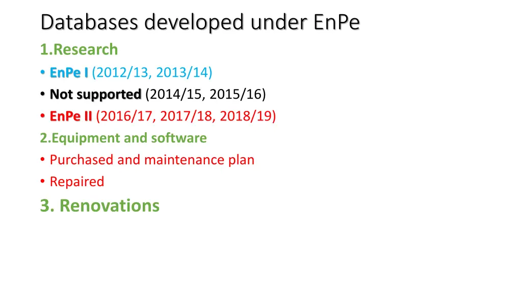 databases developed under enpe 1 research enpe