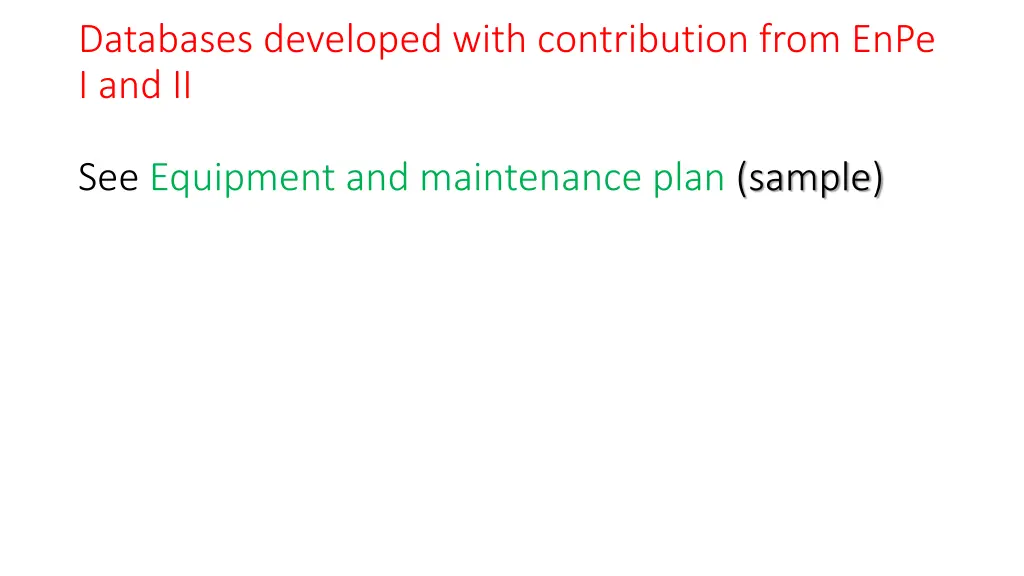 databases developed with contribution from enpe 2