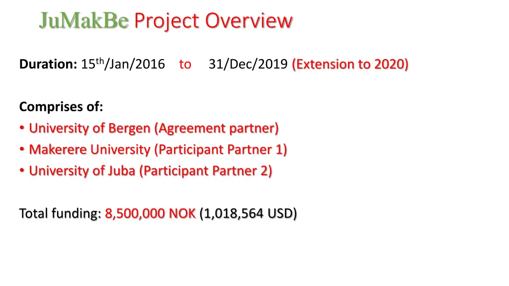 jumakbe project overview