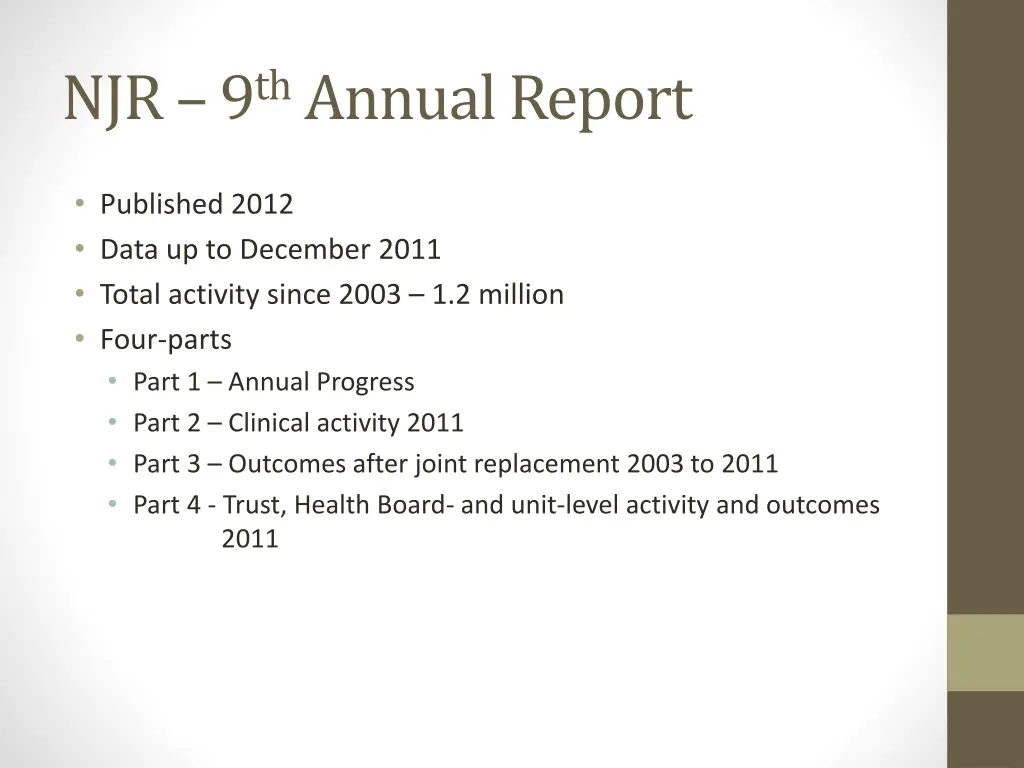 njr 9 th annual report