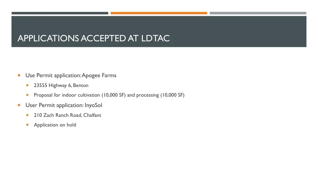 applications accepted at ldtac