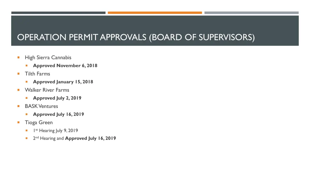 operation permit approvals board of supervisors