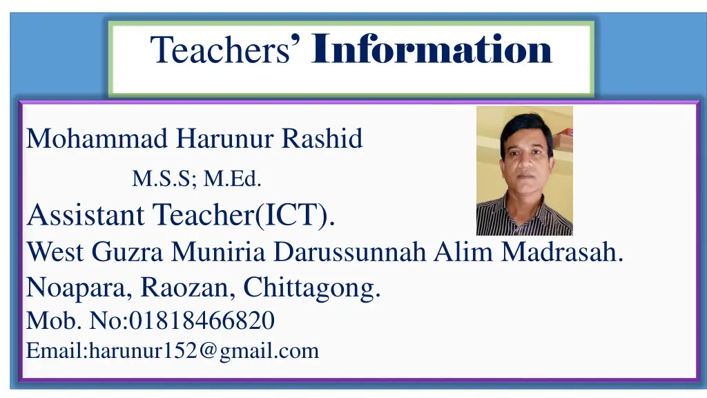 teachers information