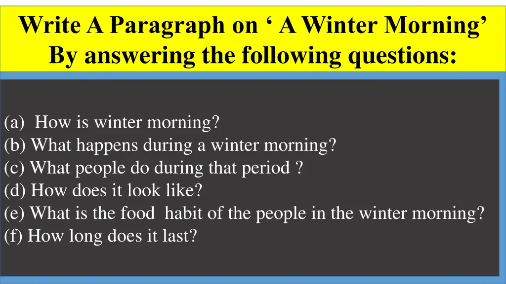 write a paragraph on a winter morning