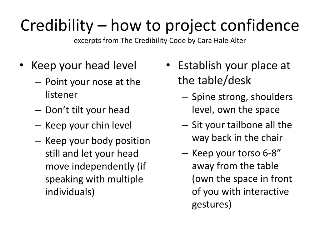 credibility how to project confidence excerpts