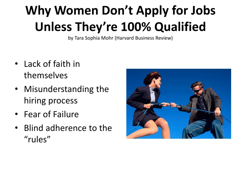 why women don t apply for jobs unless they