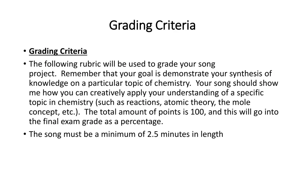 grading criteria grading criteria