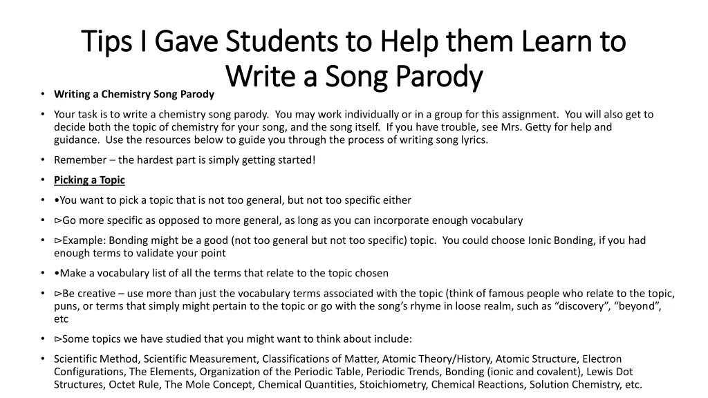 tips i gave students to help them learn to tips