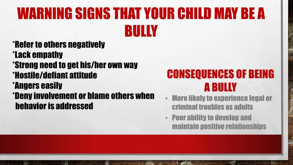 warning signs that your child may be a bully