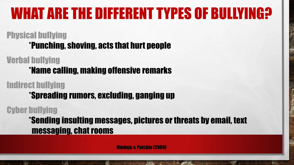 what are the different types of bullying