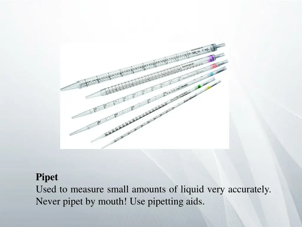 pipet used to measure small amounts of liquid