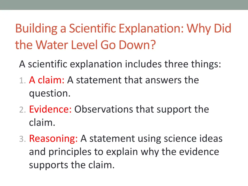 building a scientific explanation