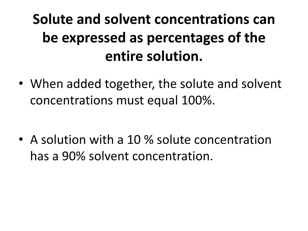 solute and solvent concentrations