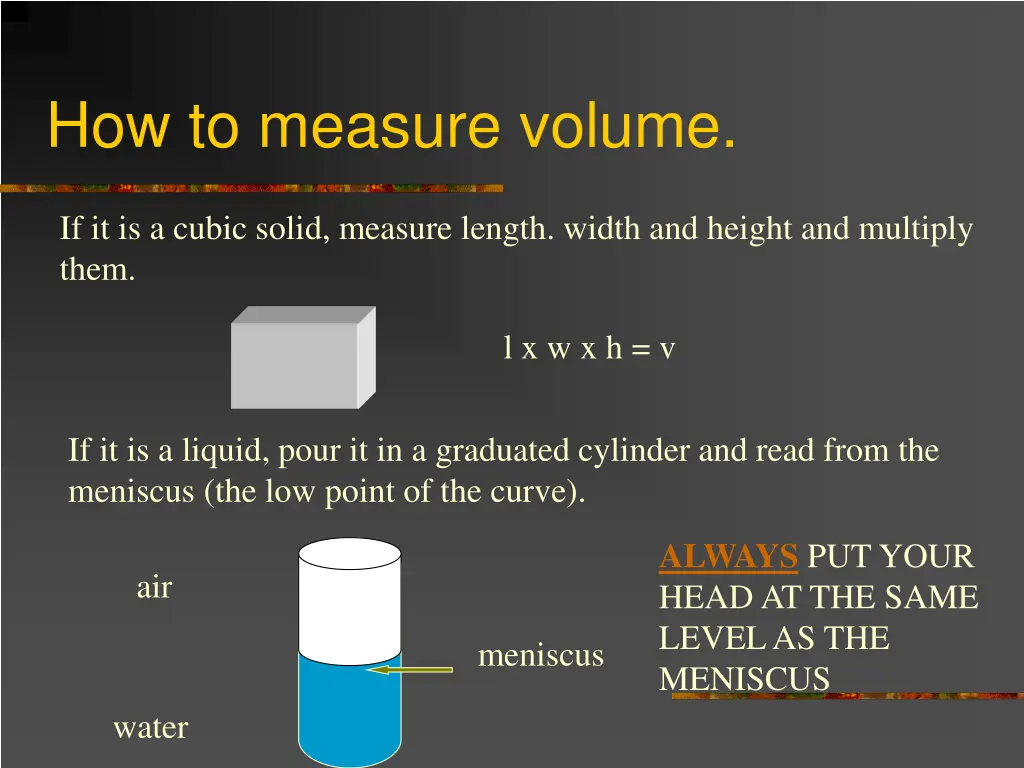 how to measure volume