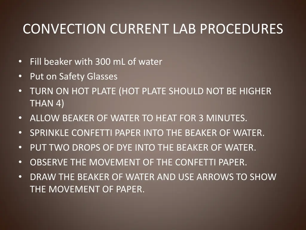 convection current lab procedures