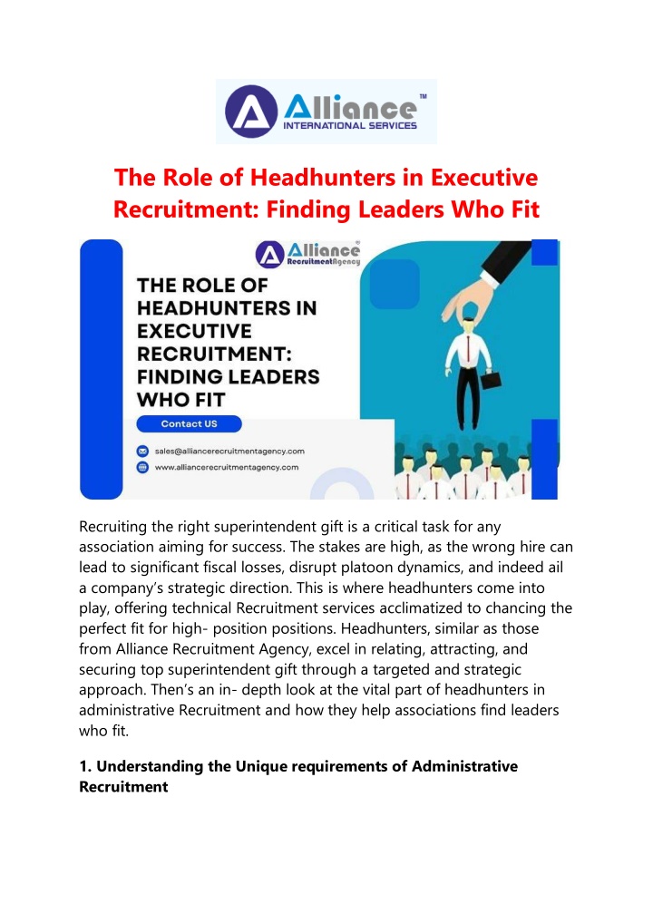 the role of headhunters in executive recruitment