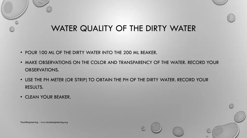 water quality of the dirty water