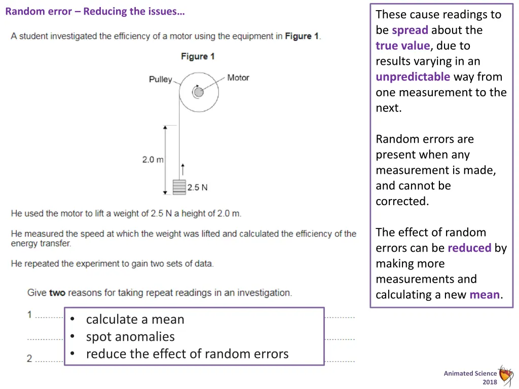 random error reducing the issues