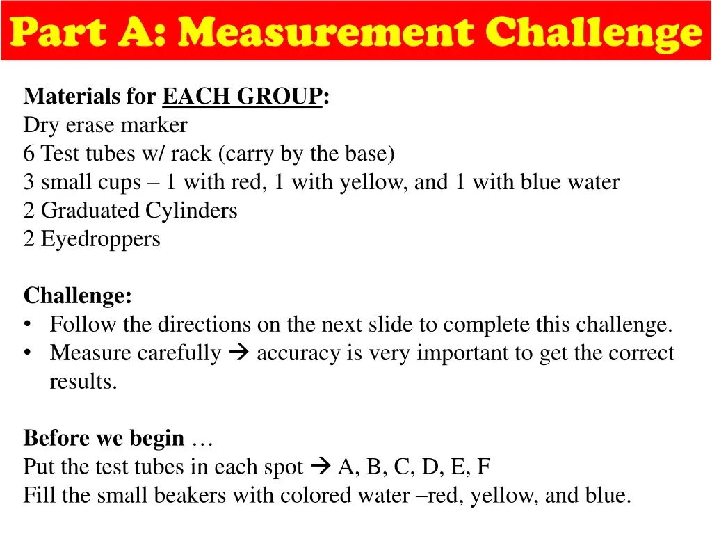 part a measurement challenge